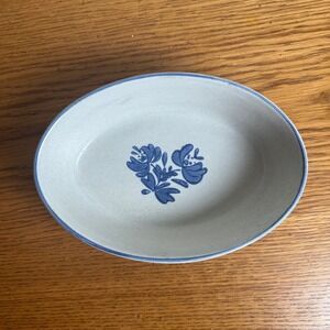 Pfaltzgraff Yorktowne Blue 240‎ Stoneware Oval Serving Dish Blue Floral Accent